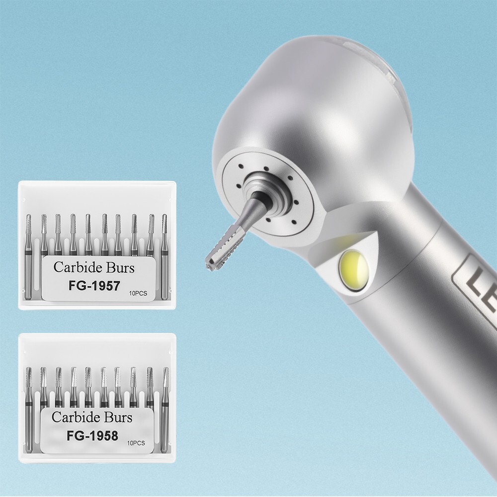 Dental Tungsten Steel Carbide Crown Metal Cutting Bur FG-1957/FG-1958 High Speed