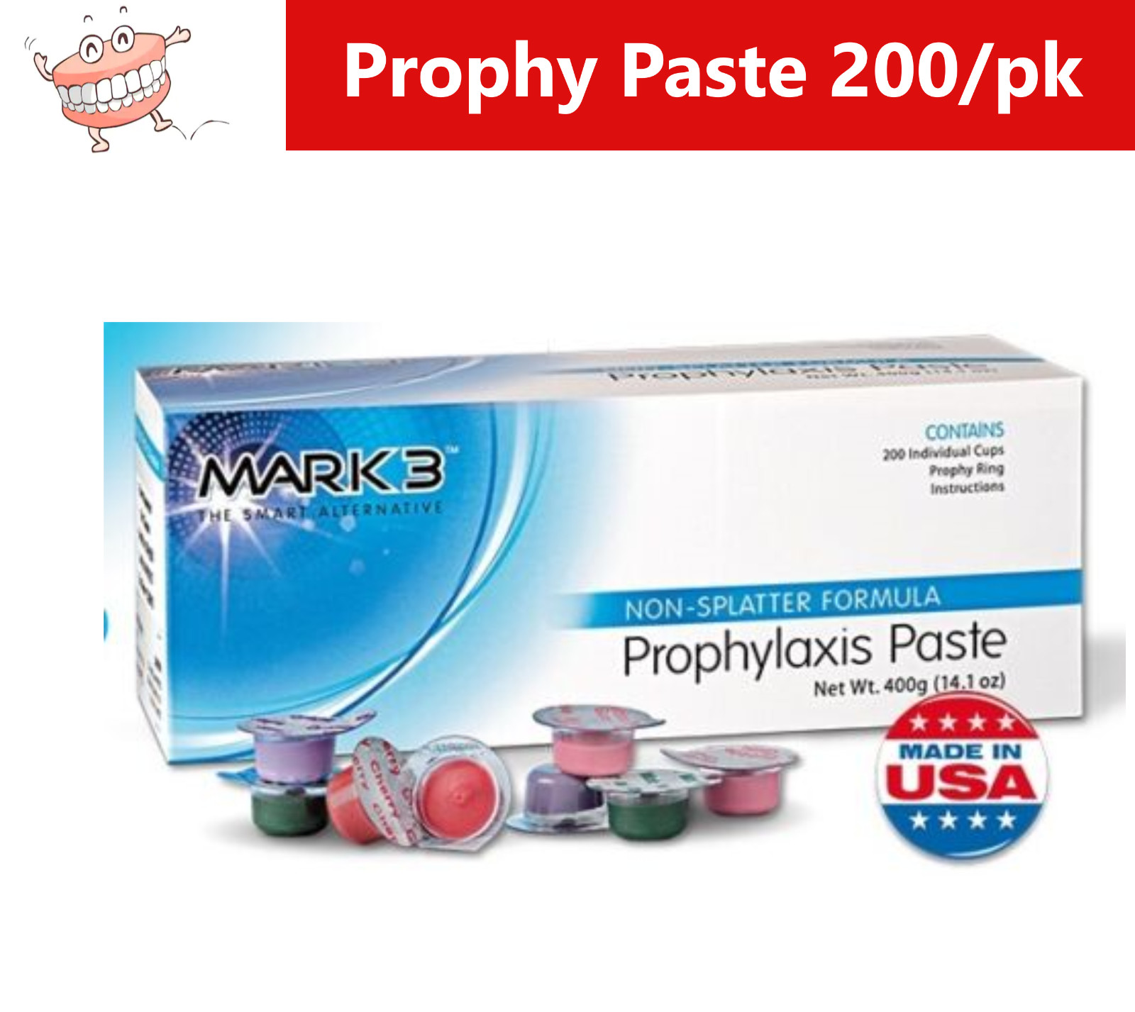 Dental Prophy Paste Upto 600 cups Prophylaxis Non Splatter Mark3 All Grit Type