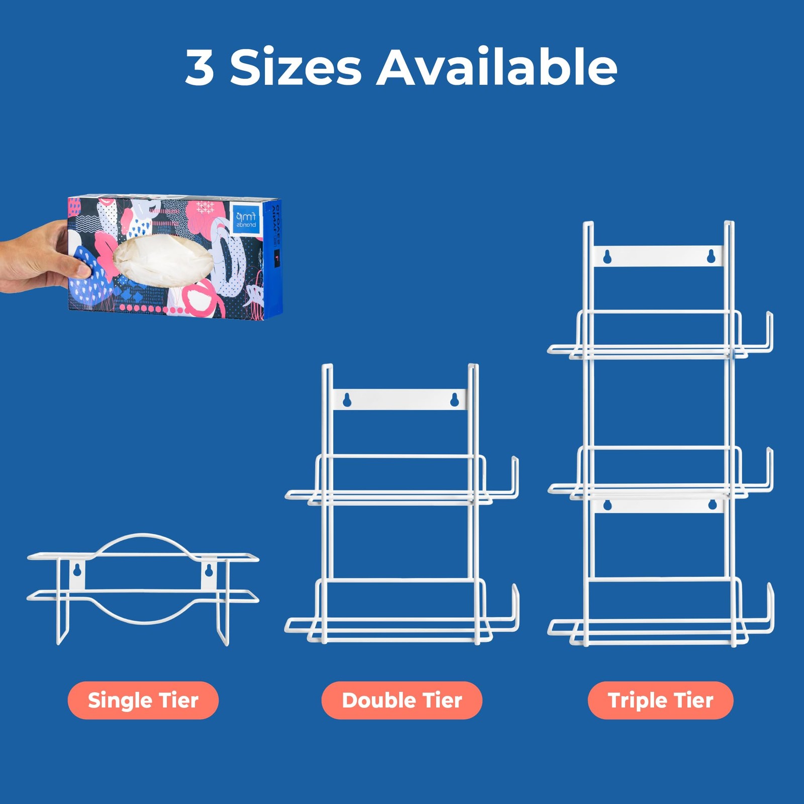 Single Wall Mount Glove Tissue Dispenser, Wire Rack Disposable Gloves Napkin Box