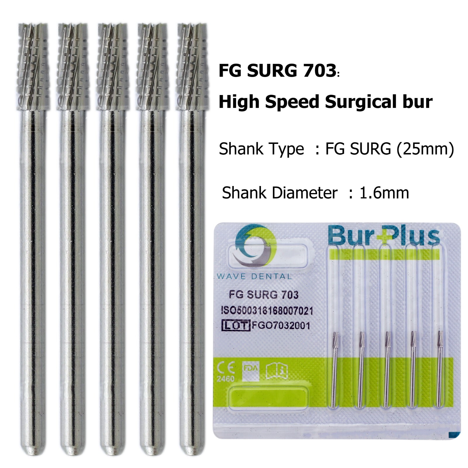 Wave Dental Carbide Surgical Length Long Bur 557 702 701 703 25mm For High Speed