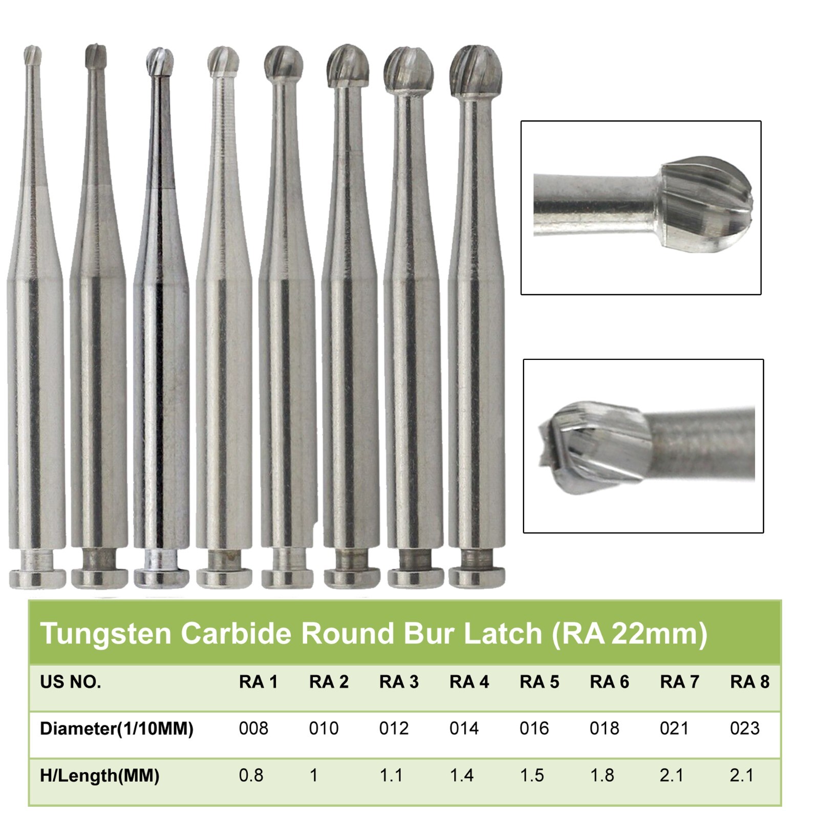 WAVE Dental Round Carbide Bur For Slow Speed Latch RA1-8 Taper Fissure RA702 699