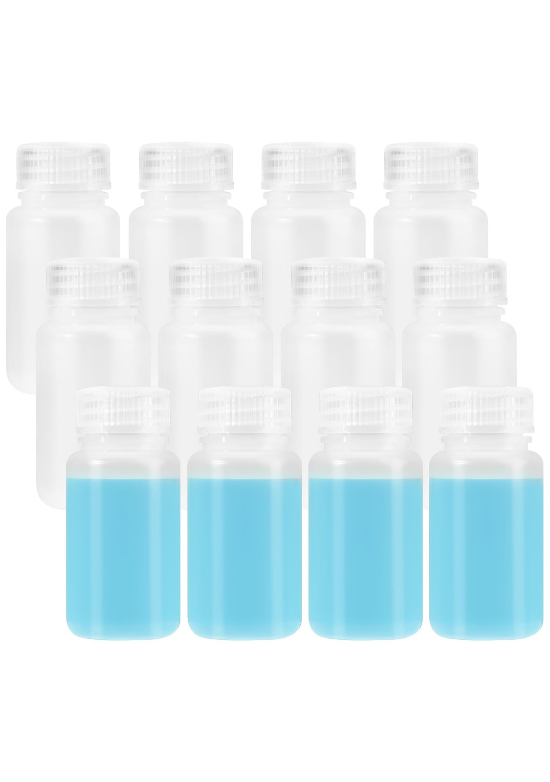 JIBENGAO 2 oz Sample Bottles Wide Mouth Plastic 60ML-12PCS, White