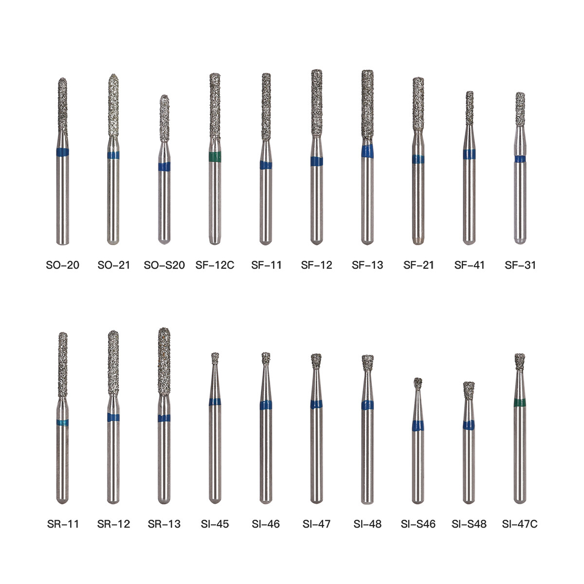 1000pcs/200Box AZDENT Dental Diamond Burs For High Speed Handpiece Friction Grip