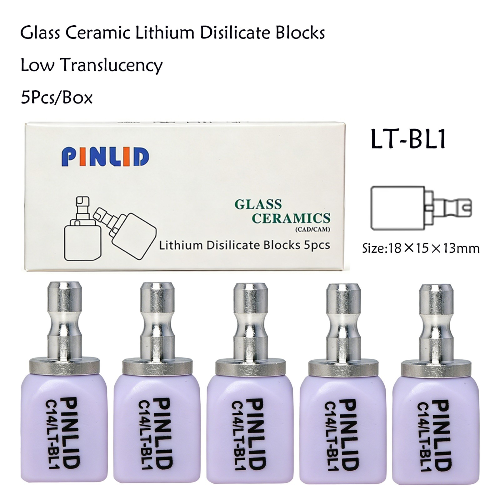 5PCS C14 Dental Emax Glass Ceramic Blocks Lithium Disilicate CAD/CAM CEREC Block