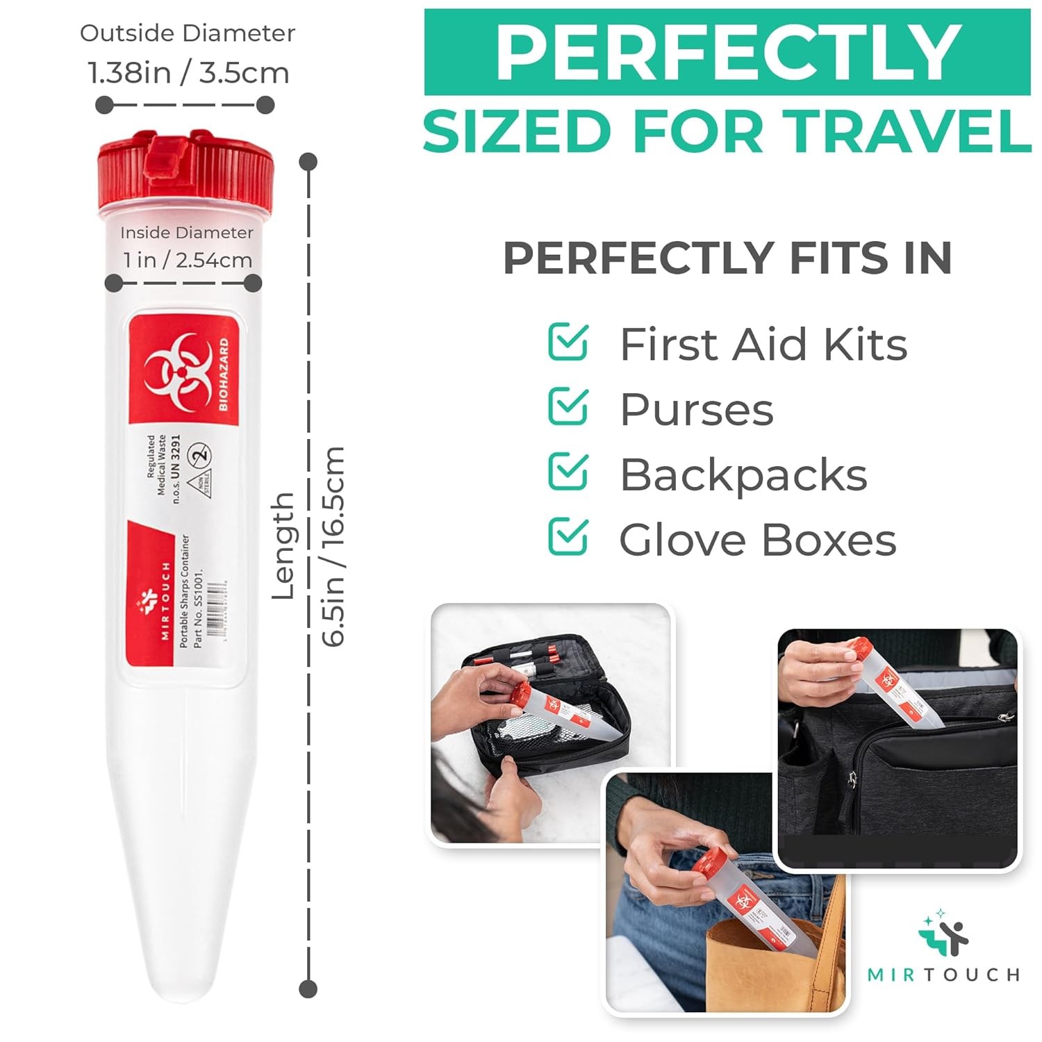 Single Use Portable Sharps Container for Needles Syringes Medical Disposal
