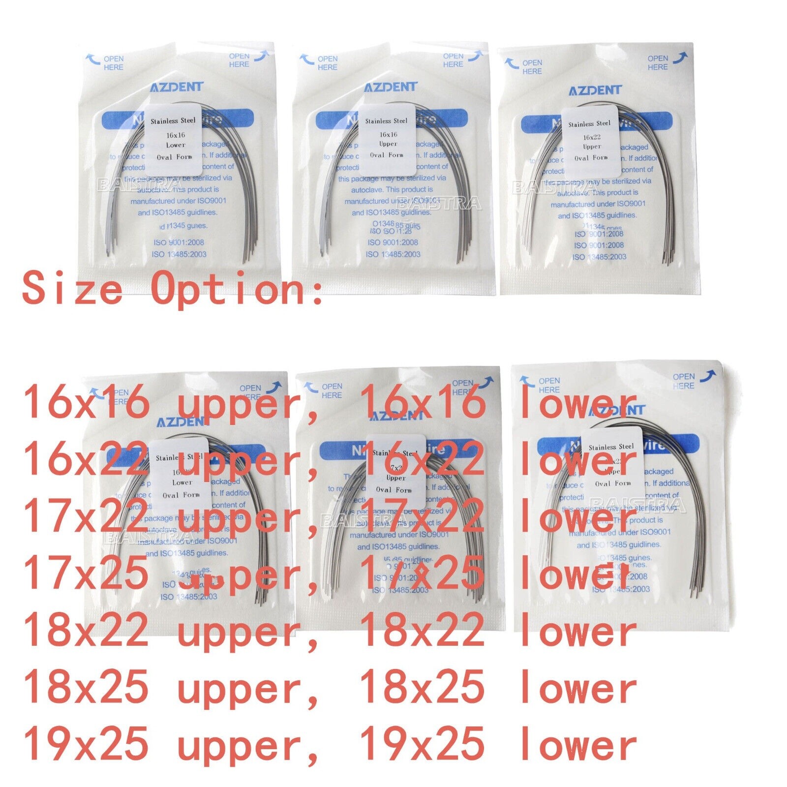 AZDENT 10pcs Dental Orthodontic Stainless steel Arch Wire (rectangular)