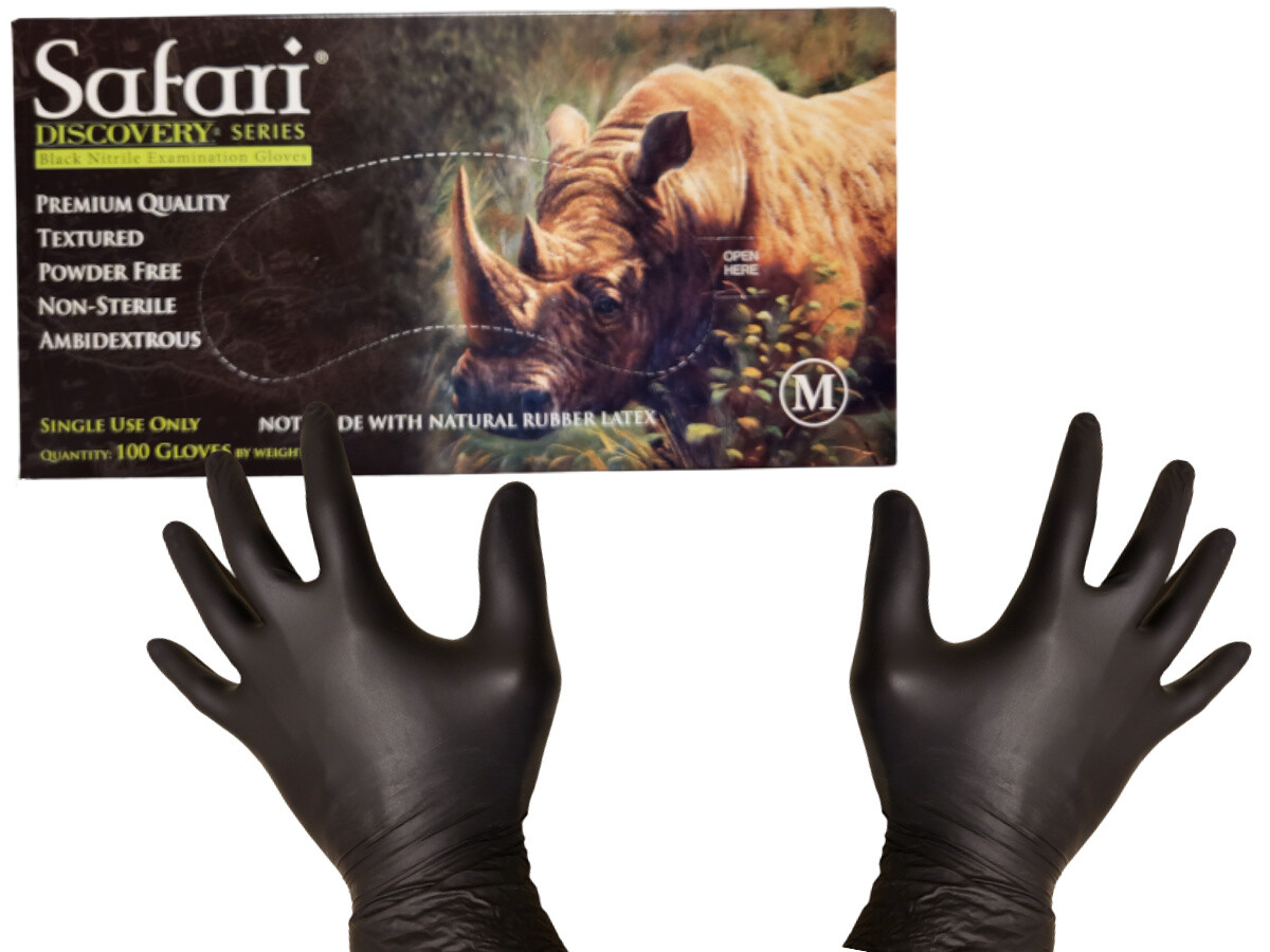 Black Nitrile Exam Glove Size Small, Medium, Large, XL (Box of 100)