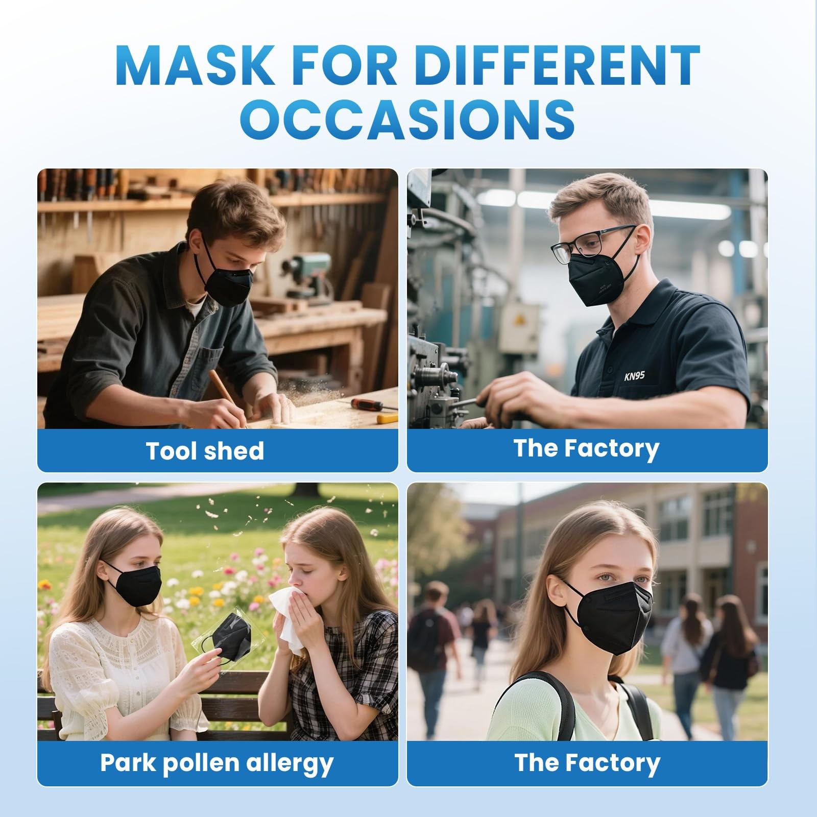 KN95 Face Masks 50 Pcs, 5-Ply Protection Multicolor KN95 Mask, Disposable Fac…