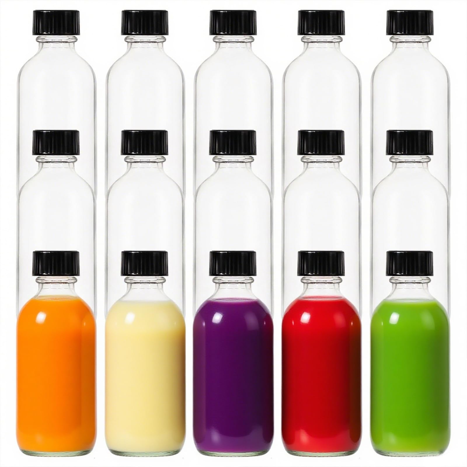 FANSTINOW 2 oz (60ml) 15 Pack Leak-Proof Clear Glass Boston 15Pack,