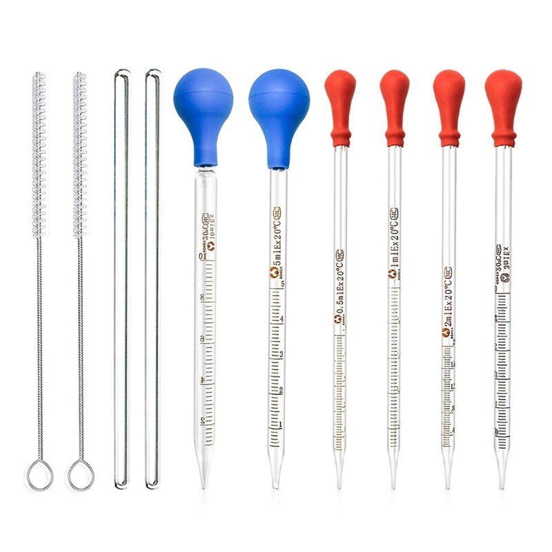 Glass Graduated Cylinder Set 0.5ml 1ml 2ml 3ml 5ml 10ml for Laboratory Hospital