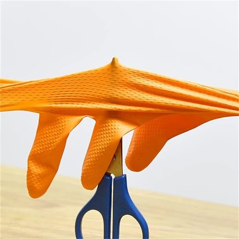 GLOVEWORKS HD Orange Nitrile Disposable Gloves Mil Raised Diamond Texture