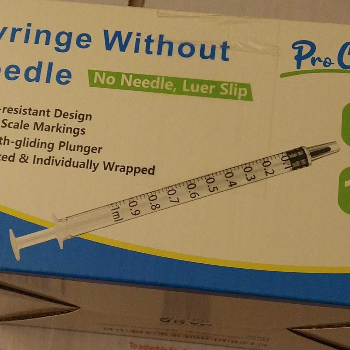 100 pc 1ml/cc Syringe without Needle 100PACK Individually wrapped 1ml Sterilized