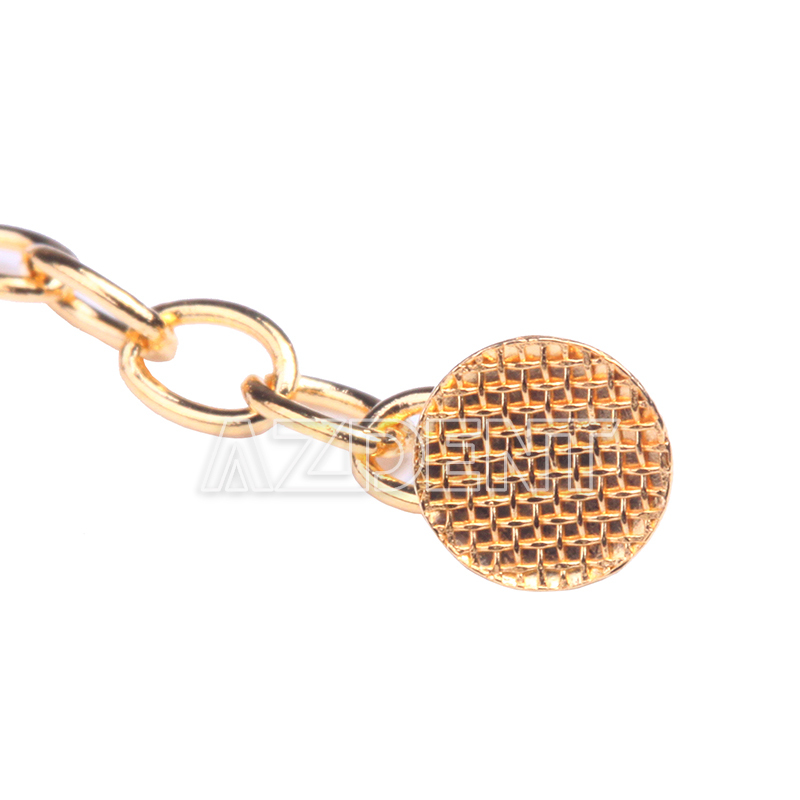 Dental Ortho Traction Chain Round Buttons with Chain Gold Plated 10 Pcs AZDENT