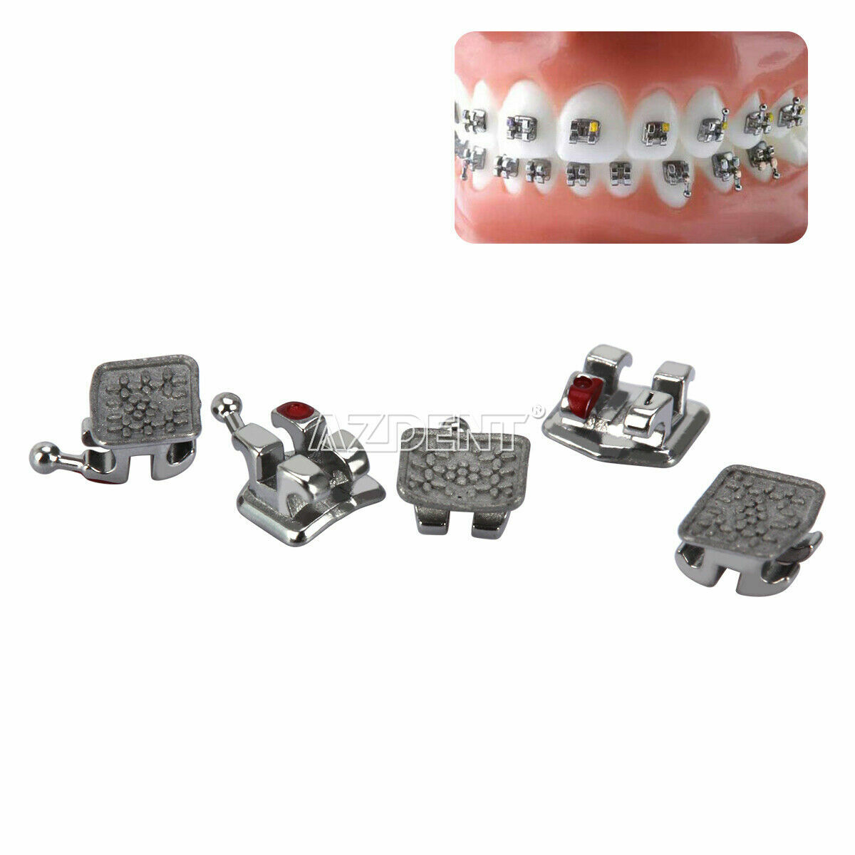 AZDENT Orthodontic Bracket Dental MIM Monoblock Braces Mini Roth.022 345 Hooks