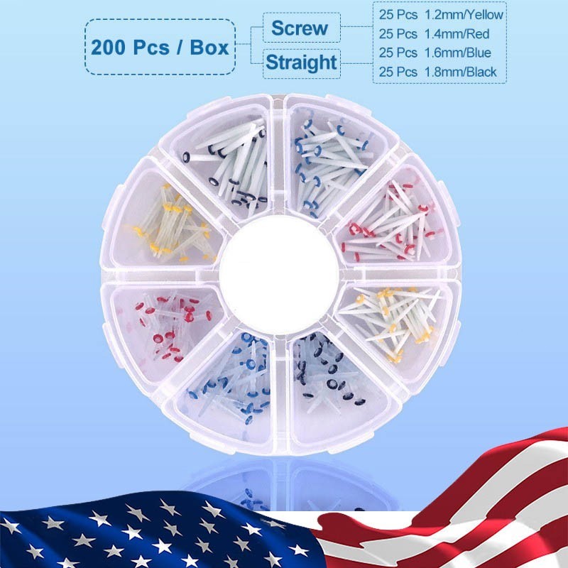 200 Pcs Dental Fiber Post Glass Quartz Teeth Restorative 1.2 1.4 1.6 1.8mm Posts