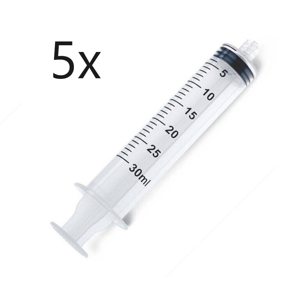 5x 30mL Syringe Luer Lock Screw-in Tip Liquid Medical Plastic Sterile 1oz/30cc