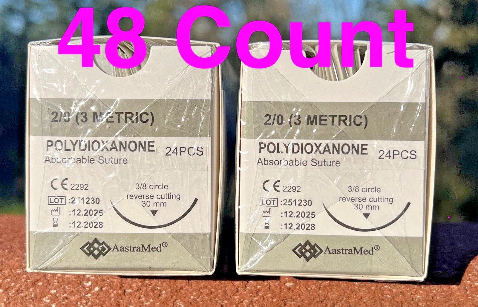 Veterinary Suture 2/0 PDS/PDO Dental Medical 48ct (2 Boxes) 30mm
