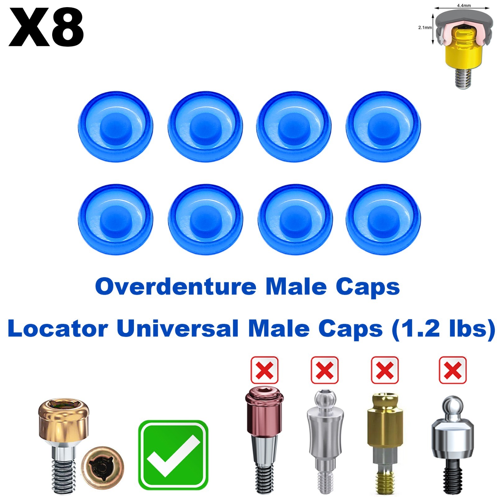 US Dental Overdenture Implant Strong Retention Caps For Locator Abutment Inserts