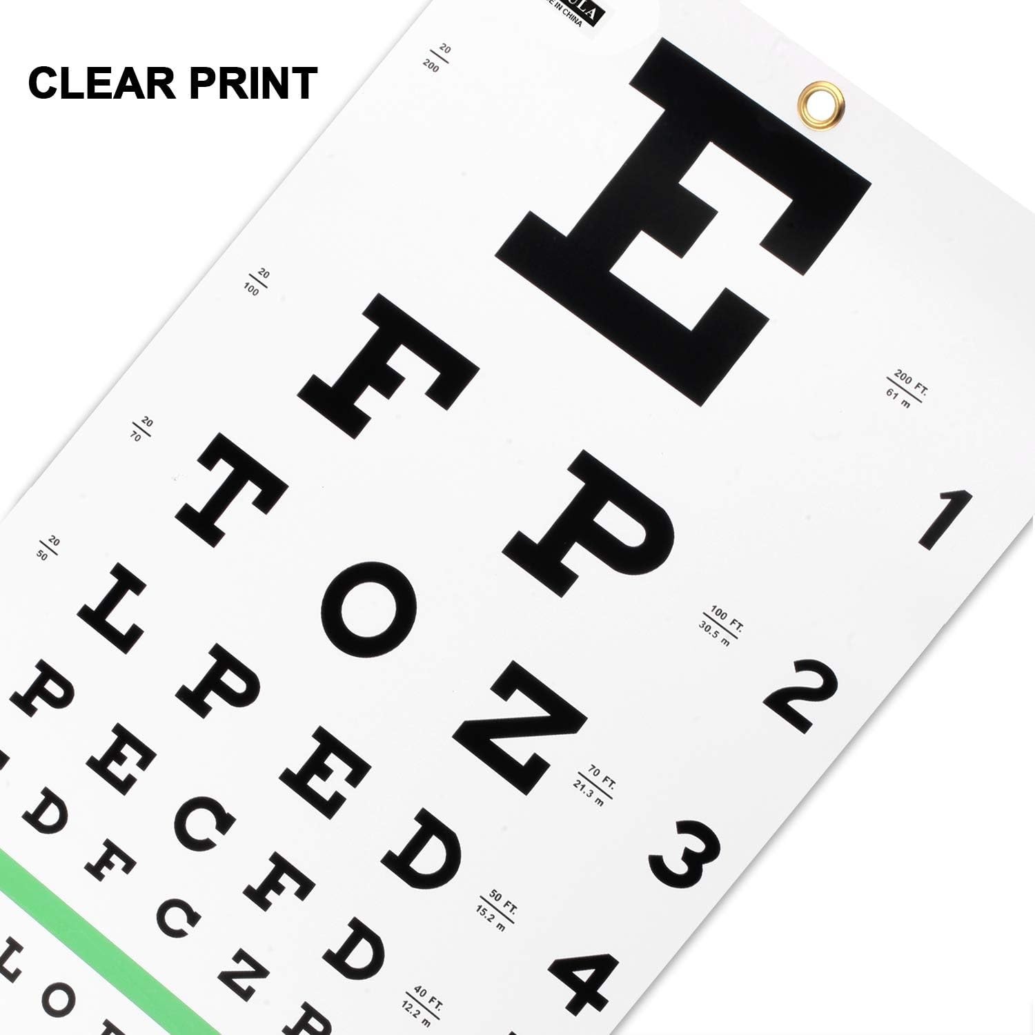 Professional Snellen Wall Eye Chart – 20-Foot Testing, Easy to Hang, 22″x11″