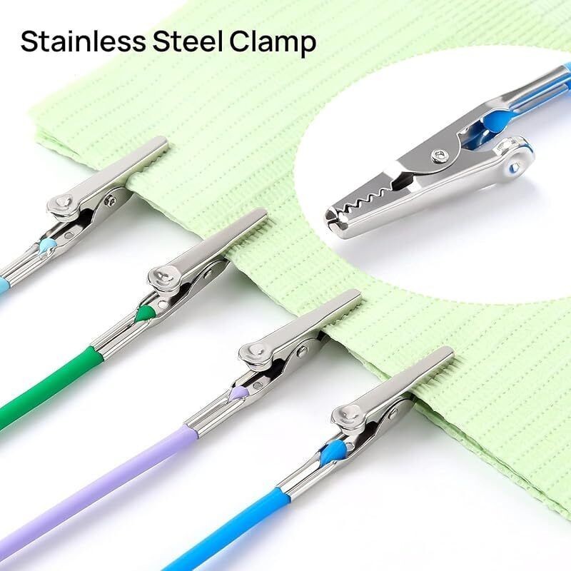 Dental Bib Clips Flexible Autoclavable Patient Napkin Holder Clip Silicone/Metal