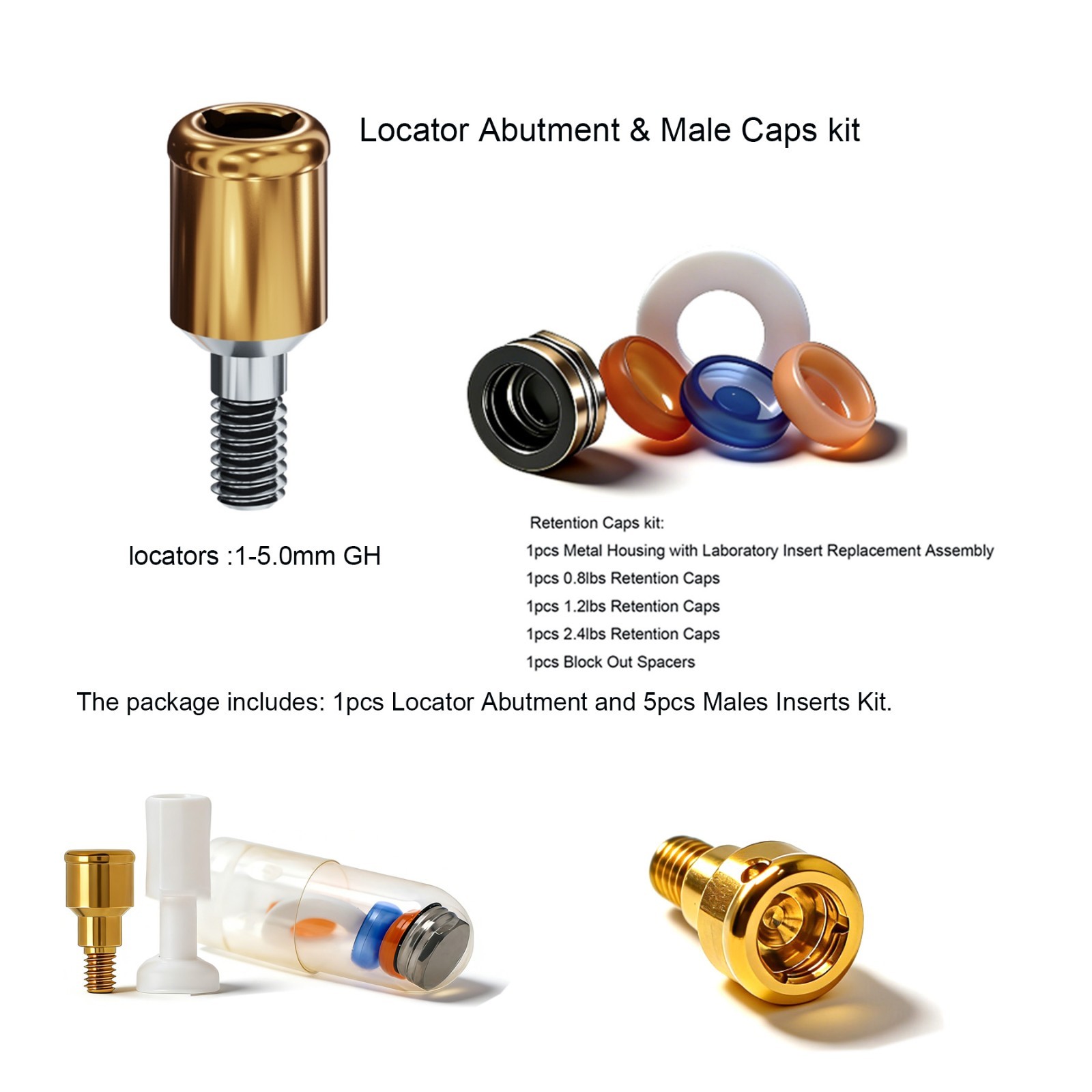 Titanium Dental locator Attachment abutment for Zimmer TSV Inter Hex 3.5/4.5mm