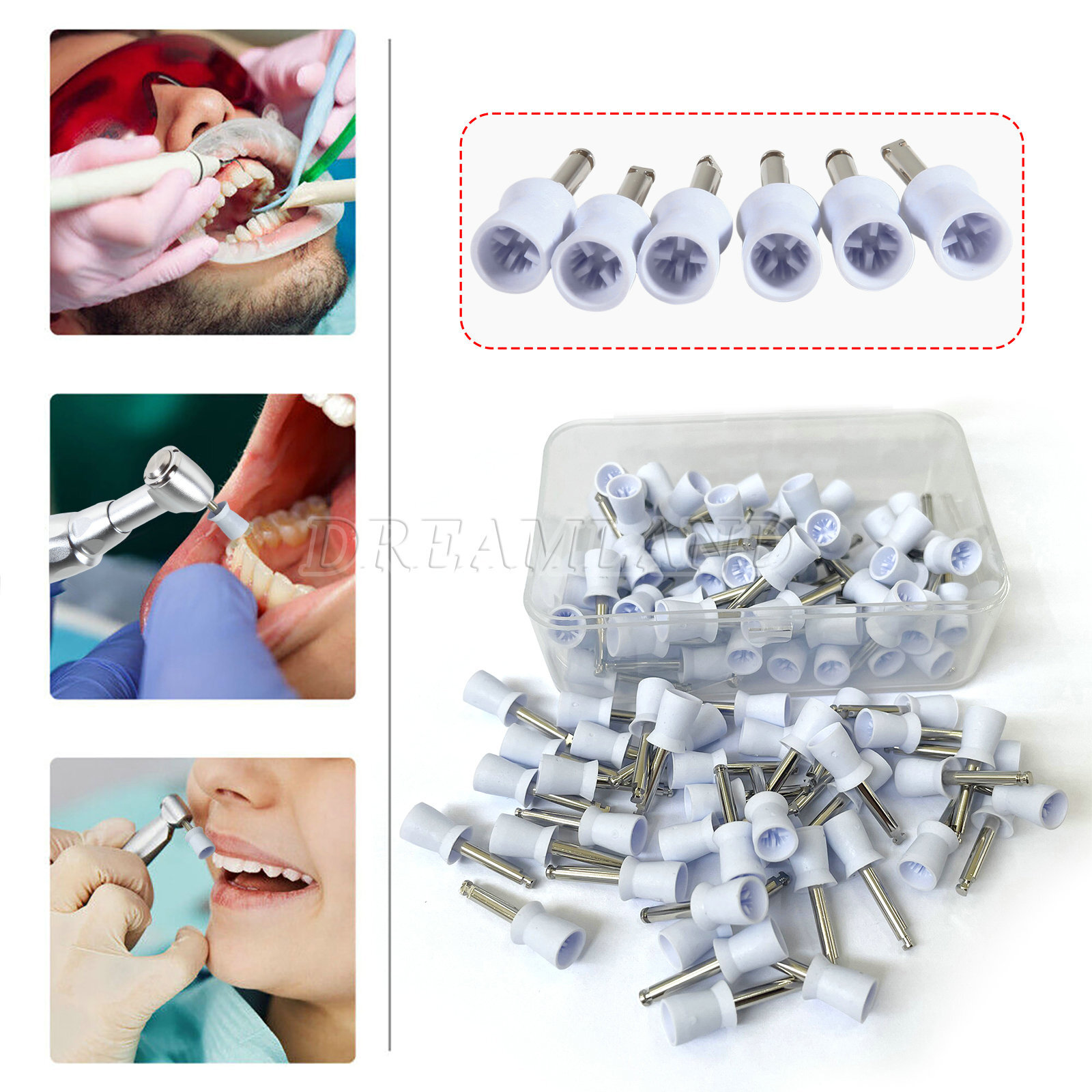 100 Pcs/Box Dental Polishing Cups Latch Type Prophy Cups 4 Webbed