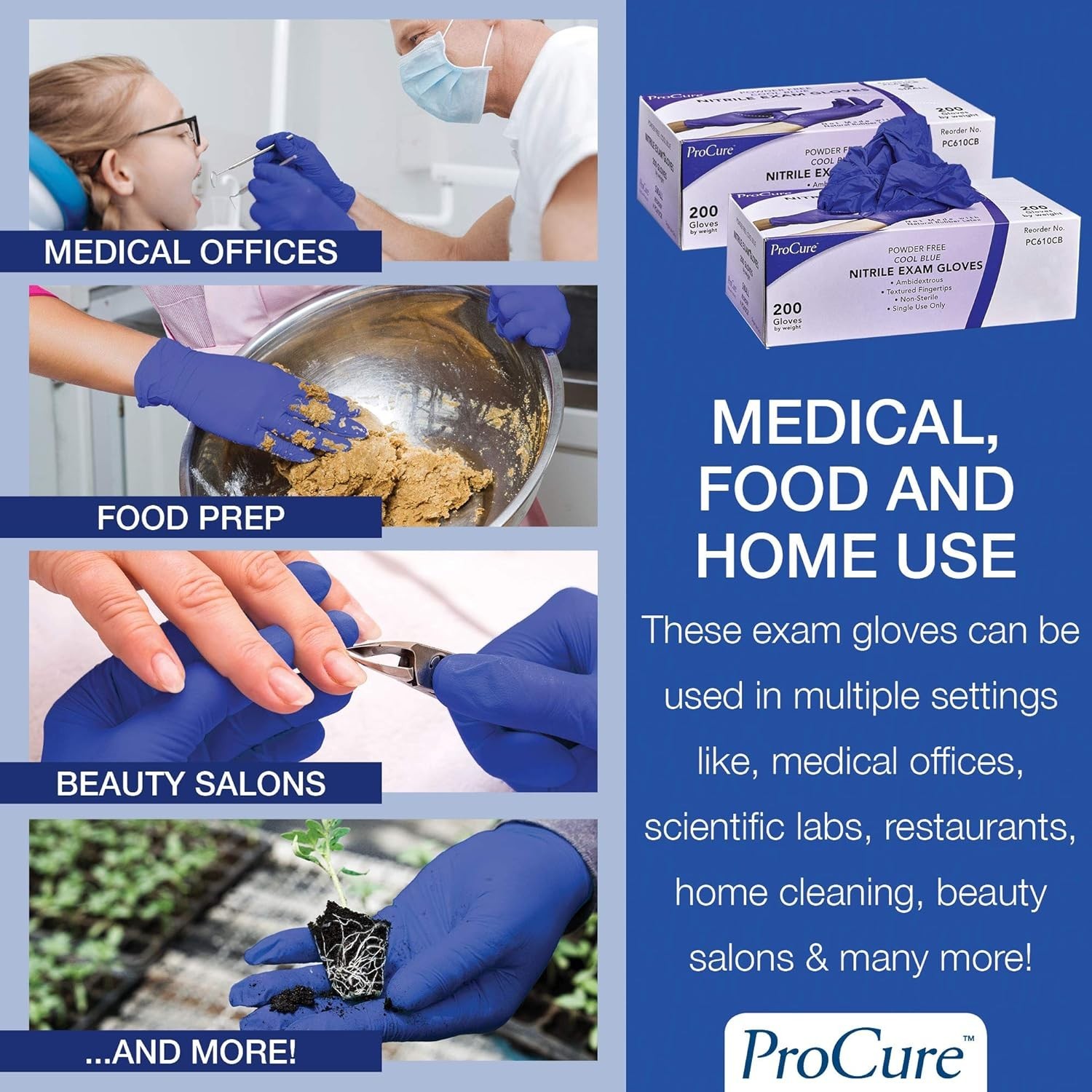 200 Count Nitrile Gloves – Large, Latex Free, Ambidextrous & Powder Free