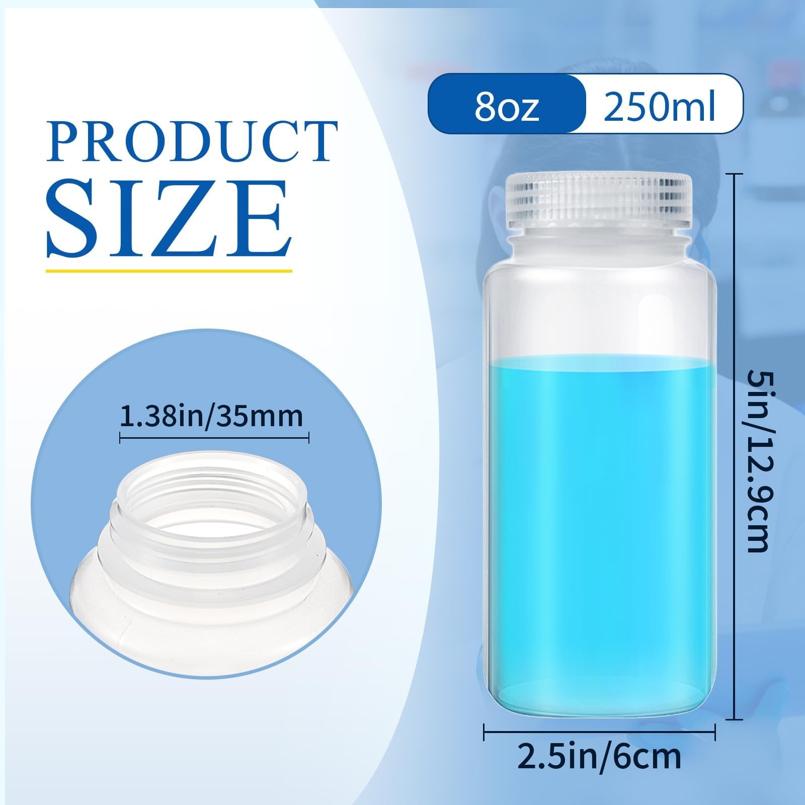 Tatuo 24 Pcs 8 oz 250 ml Polypropylene Reagent Bottle Plastic Sample Bottles …