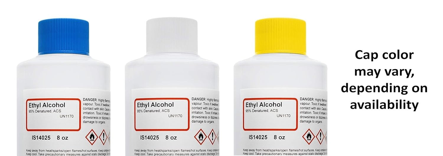 8 Ounce Bottle of 95% ACS Reagent Grade Denatured Ethanol – Safe for Labs