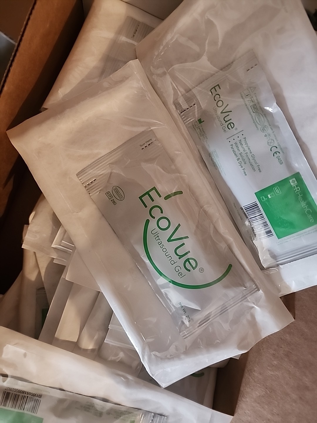 EcoVue 280 Safe Wrap Ultrasound Gel 20 Gram Sterile Packets EXP 2029 Lot of 48