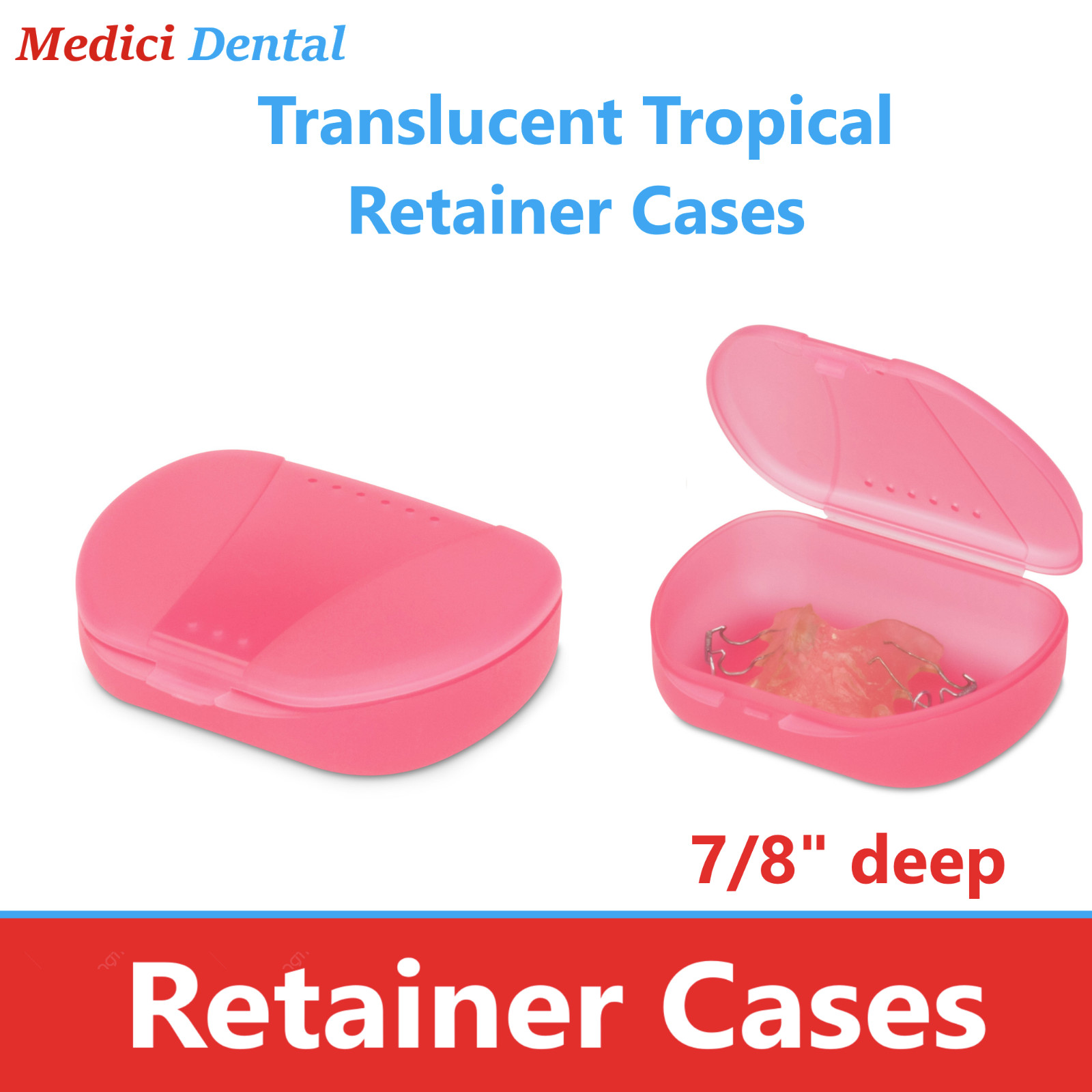 Dental Denture Box Retainer Box Carrier 4W x 2in x 3in Upto 200 Retainers/Case