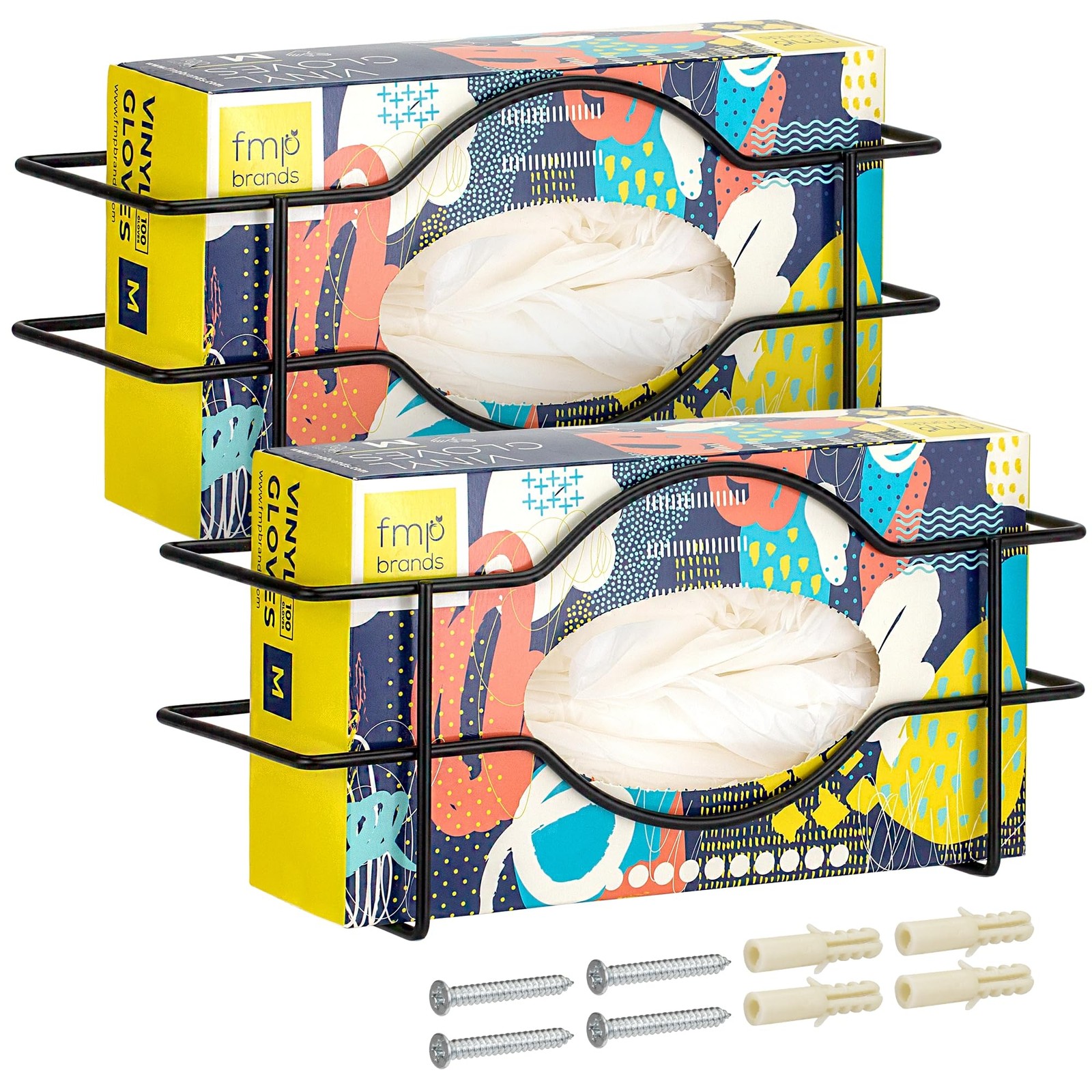 2 Pack Single Glove Holder for Wall Mount, Wire Rack Disposable Gloves Box Ho…