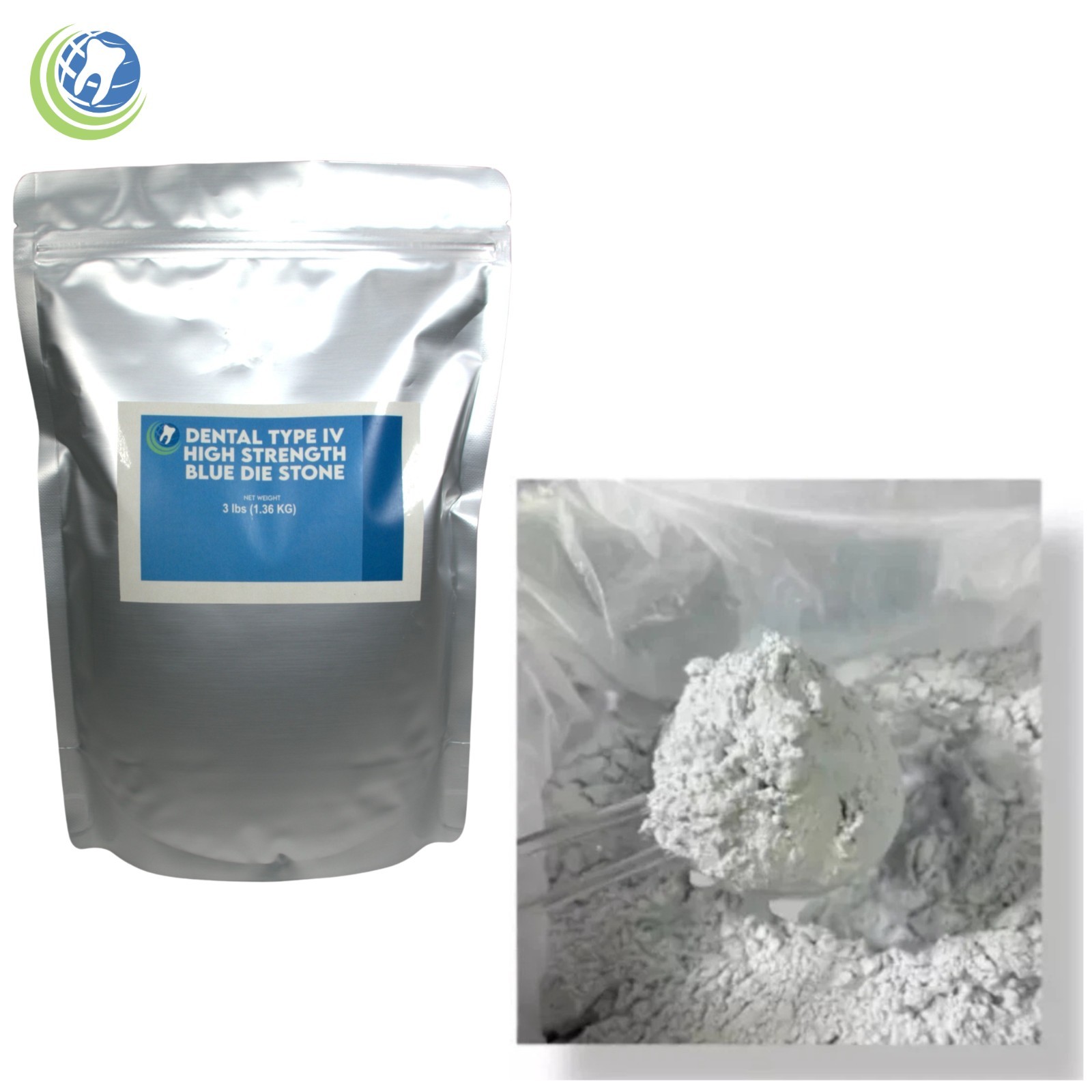 DENTAL GYPSUM DIE STONE TYPE IV BLUE HIGH STRENGTH COMPOUND LOW EXPANSION 3 Lbs