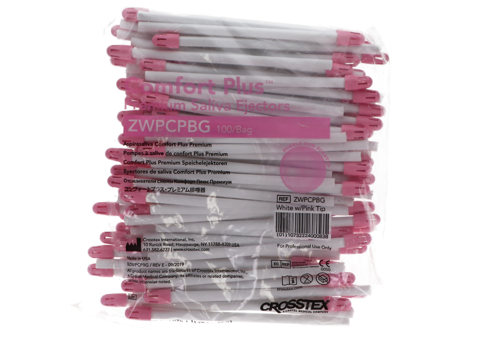 Comfort Plus™ Premium Saliva Ejectors ZWPCPBG Bubble Gum Scented 100/Bag Pink