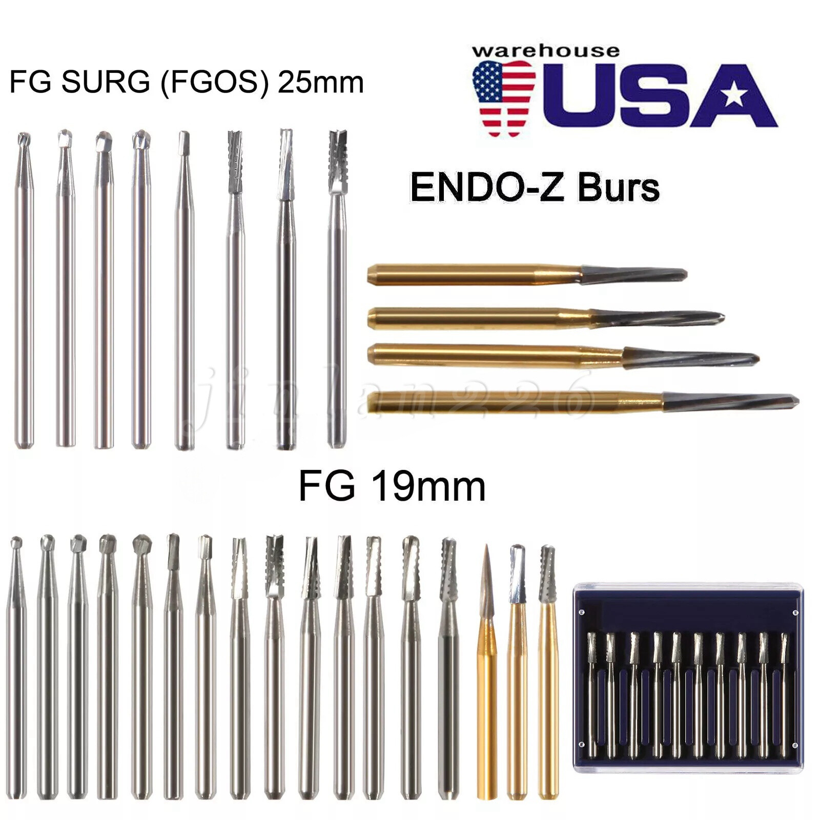 20 Types Dental Round Tungsten Carbide FG Bur For Surgical/ High Speed Handpiece