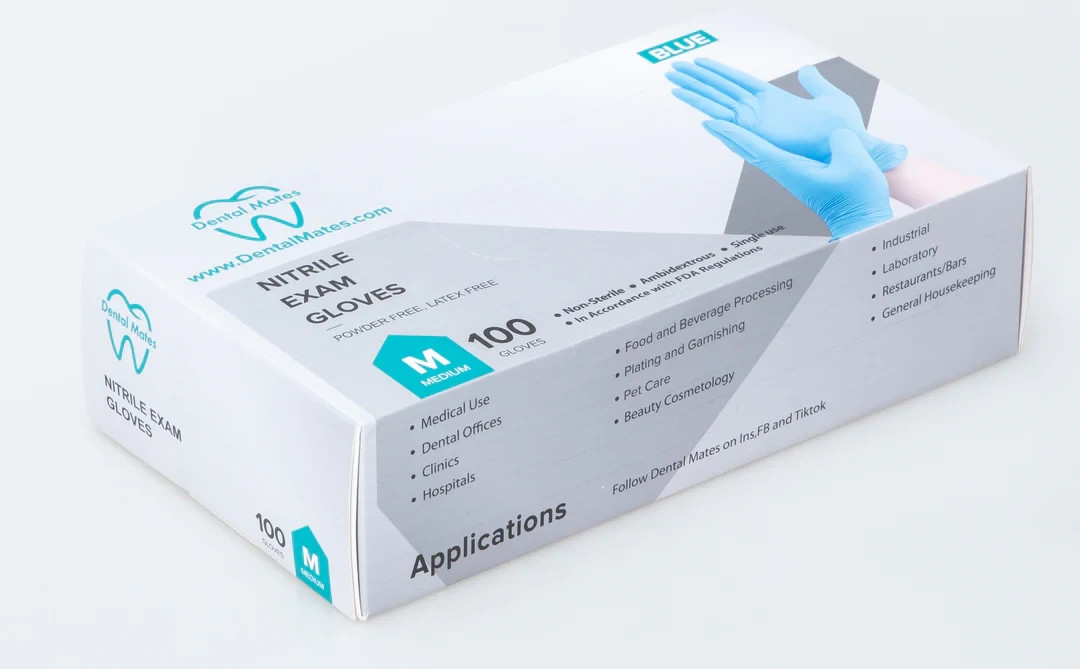 100pcs Disposable Nitrile Gloves 4mil Latex-Free, Powder-Free Medical Grade