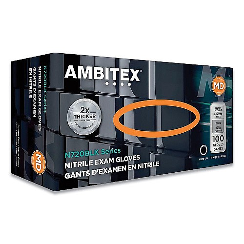 Ambitex 6 Mil Exam Grade Black Nitrile Powder-Free Medium Gloves (1,000 Pack)
