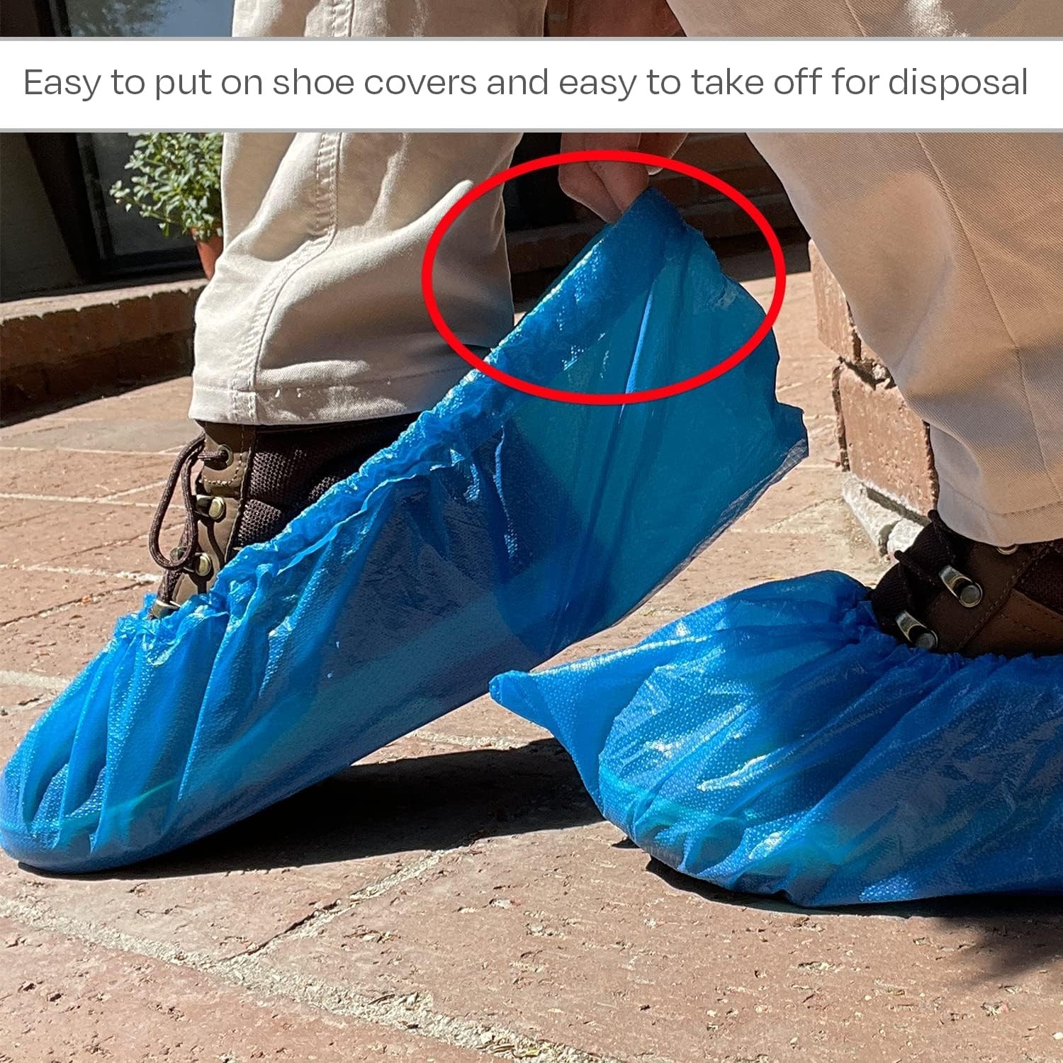 100 Pack Blue Extra Large Disposable Boot & Shoe Covers Indoor Waterproof Shoe