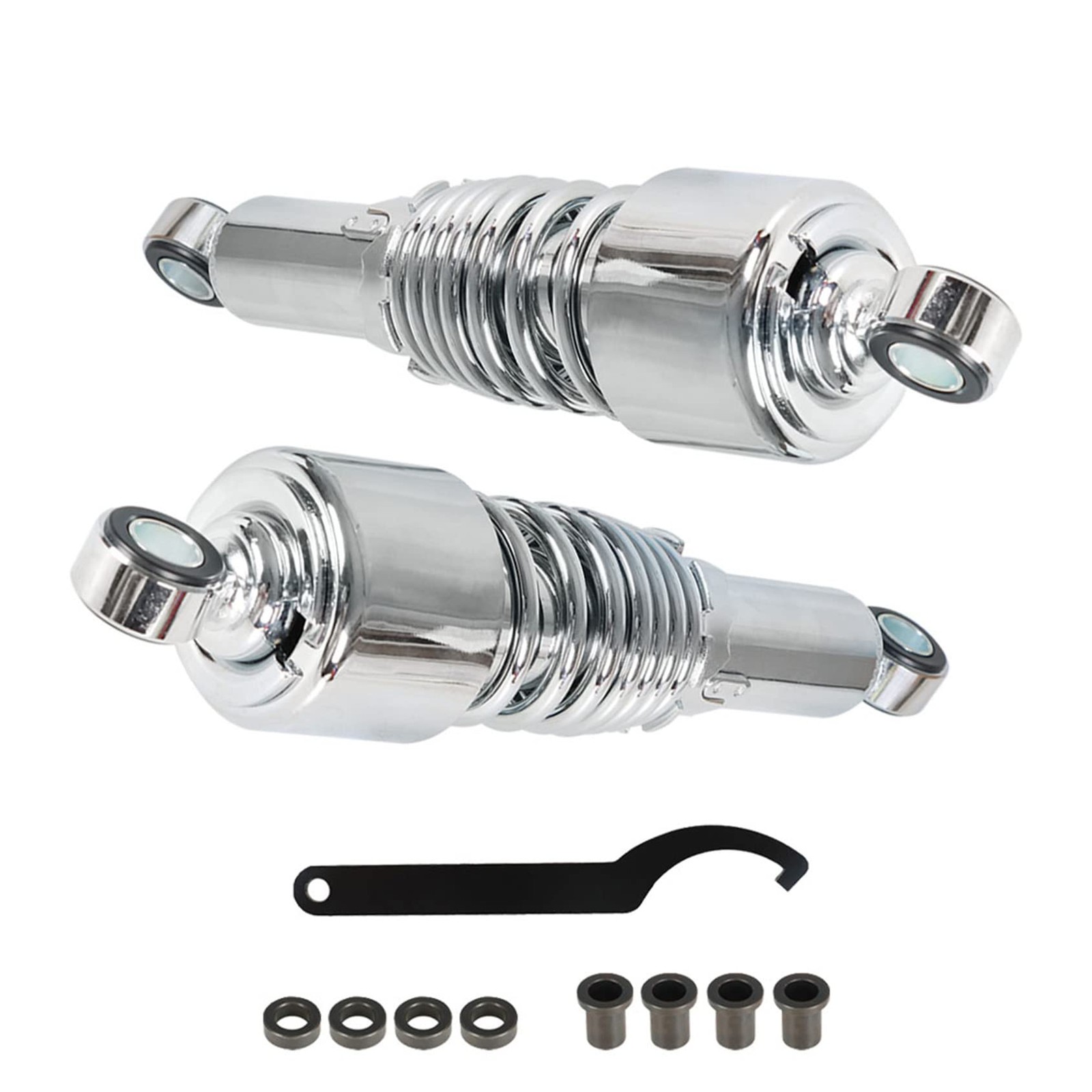 Motorcycle Chrome Rear Shocks Absorbers 10.5in 267mm