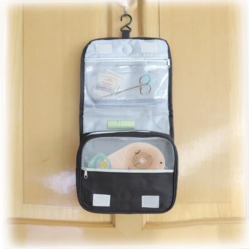 Welsoon Ostomy Travel Bag – Hanging Supplies for Small, Black