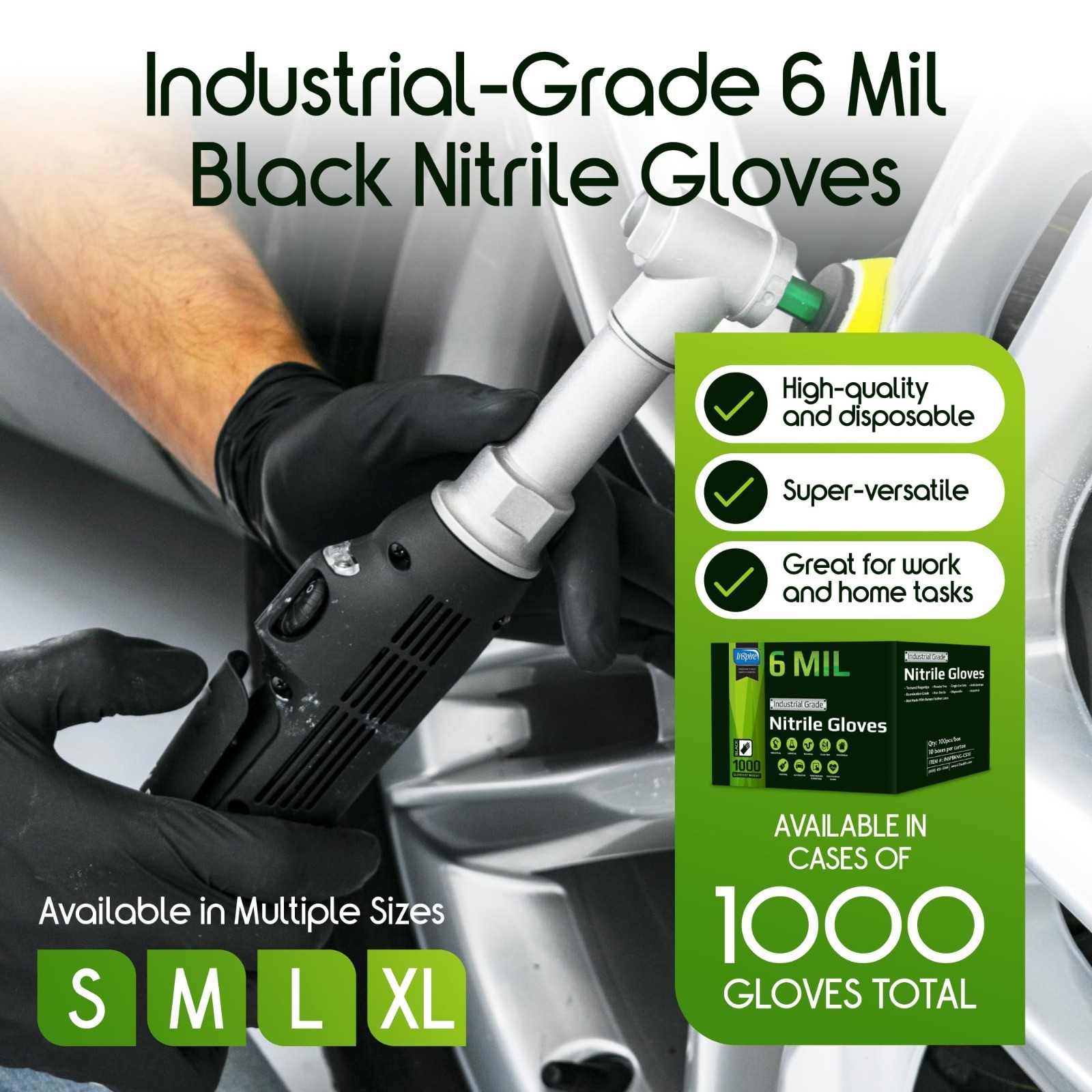 Heavy Duty Disposable Nitrile Gloves | Latex Free, 6mil Black & 8mil Orange | Fo