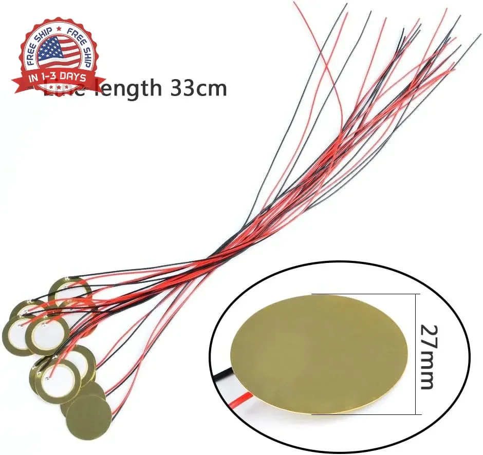 15 Pcs Heavy-Duty 27mm Piezo Pickup Elements with 13 Leads for Acoustic Guitar