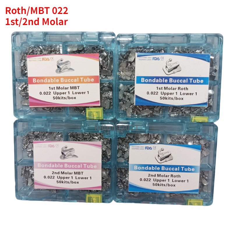 50Sets Dental Orthodontic Buccal Tube 1st 2nd Molar Roth/MBT 022/018 Mesh Base