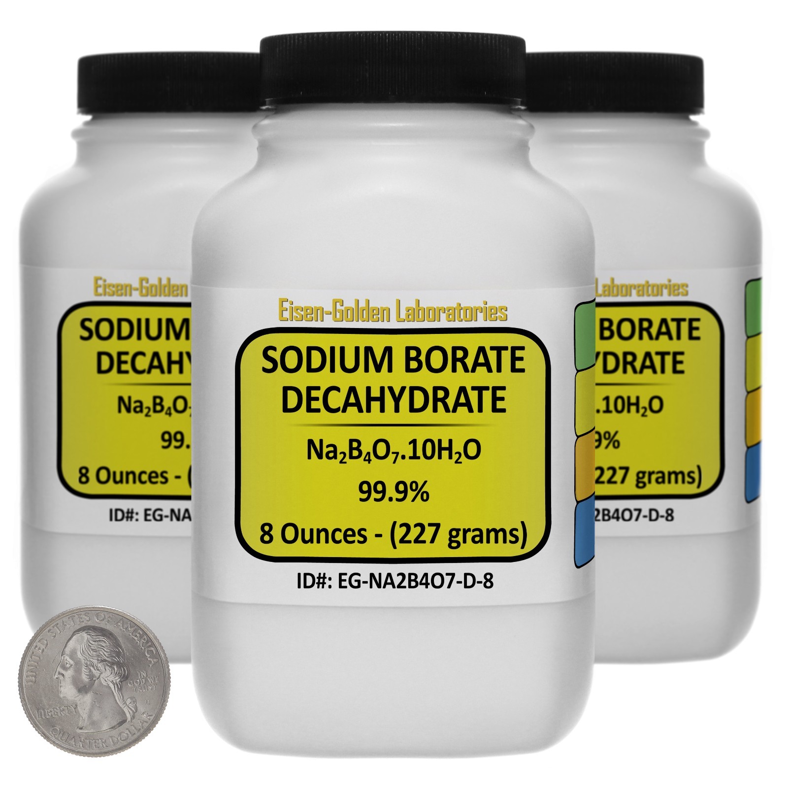 Sodium Borate Decahydrate [Na2B4O7.10H2O] 99.9% ACS Grade 1.5 Lb in 3 Bottles