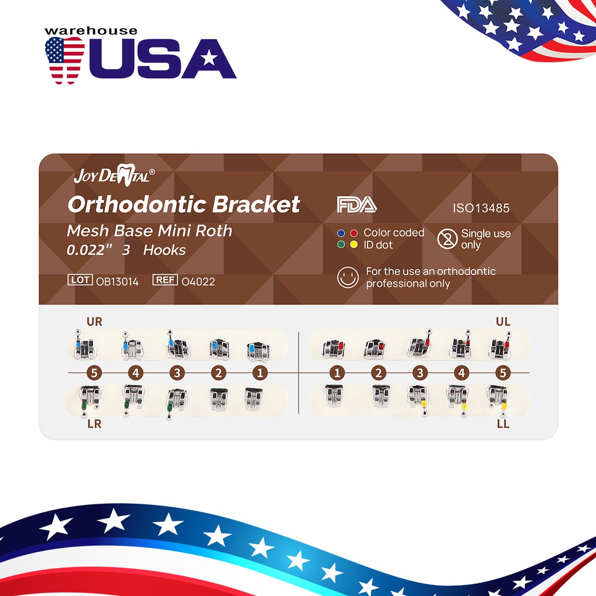 10 Packs AZ Dental Orthodontic Brackets Braces Mini Roth 0.022 3hook 20Pcs/Pack