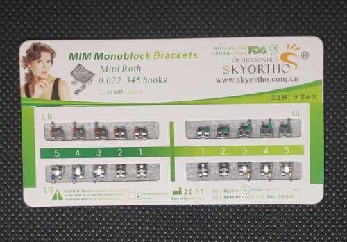 100 Sets Dental Orthodontic Metal MIM Brackets Braces Mini Roth.022 Hooks 345 CE