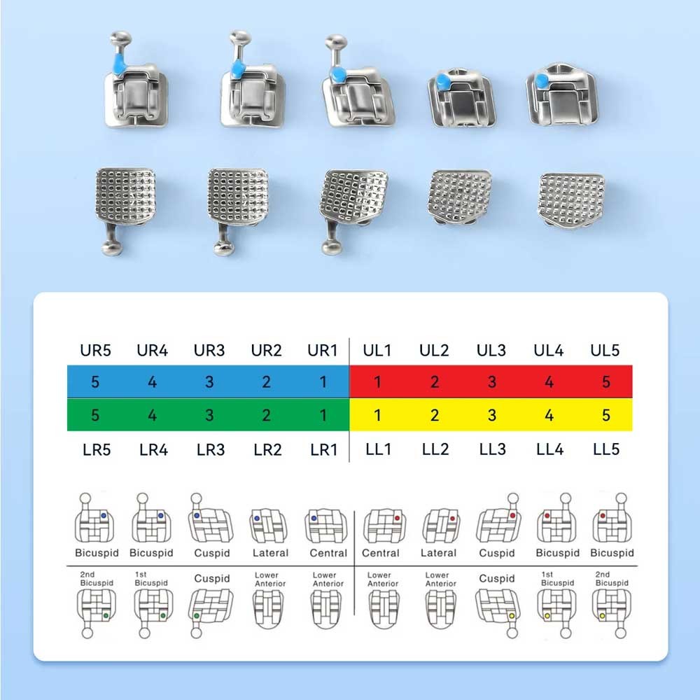 1 box /20pcs Dental Orthodontic Self Ligating Braces Bracket Roth.022 Hooks 345