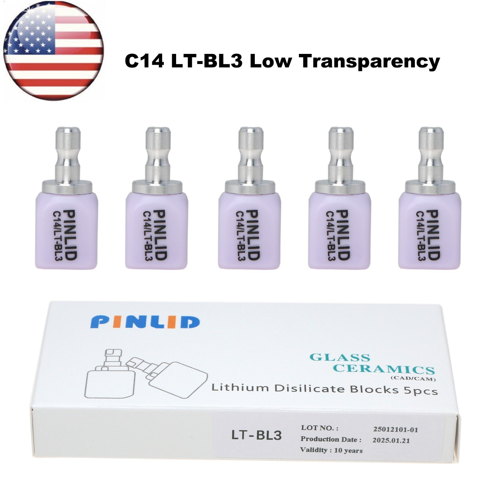 US C14 LT BL3 Dental Emax Glass Ceramic Blocks Lithium Disilicate CAD/CAM CEREC