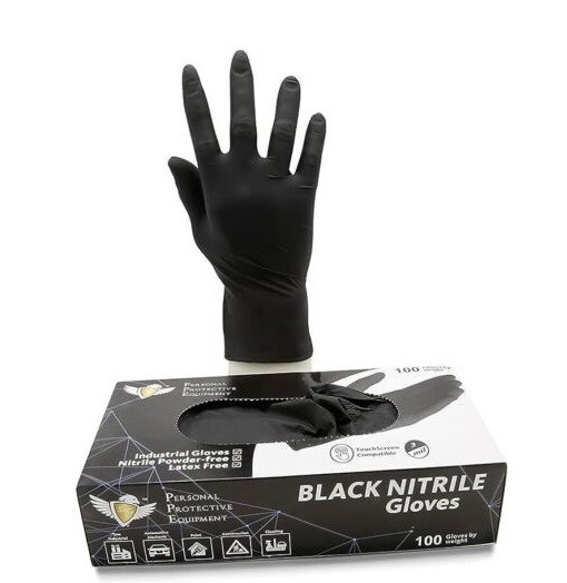 S&G Black Nitrile Gloves Latex Powder Free 3 Mil 1000pcs XS/S/M/L/XL