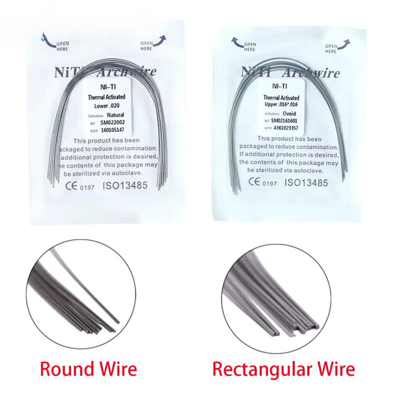 Dental Orthodontic Thermal Activated Archwires Niti Arch Wire Ovoid Natural Form